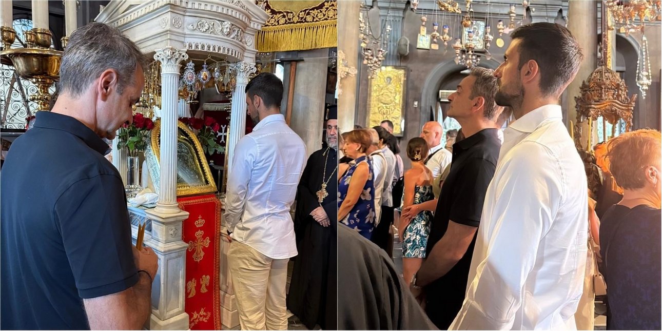 Στην Παναγιά της Τήνου Μητσοτάκης και Τζόκοβιτς -Προσκύνησαν την εικόνα της Μεγαλόχαρης Στην Παναγιά της Τήνου Μητσοτάκης και Τζόκοβιτς -Προσκύνησαν την εικόνα της Μεγαλόχαρης