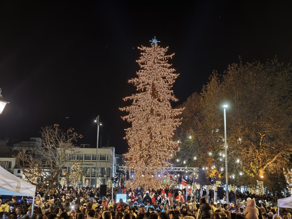 Τρίκαλα: Καλές γιορτές με φωταγωγημένο το υψηλότερο φυσικό Χριστουγεννιάτικο δέντρο (φωτογραφίες)