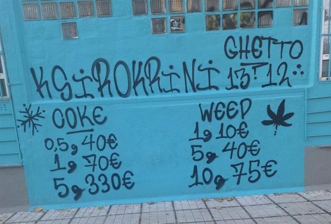 Θεσσαλονίκη: Γκράφιτι με τιμές ναρκωτικών σε προαύλιο σχολείου – Στα «κάγκελα» γονείς και εκπαιδευτικοί