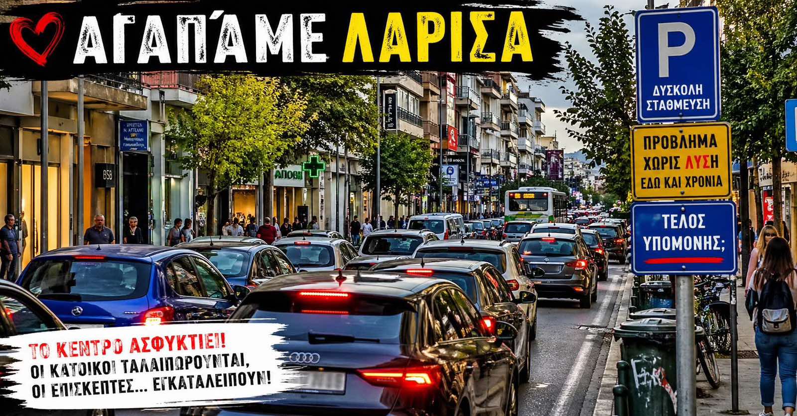 Λάρισα: Το κέντρο ασφυκτιεί, οι κάτοικοι ταλαιπωρούνται, οι επισκέπτες… εγκαταλείπουν!