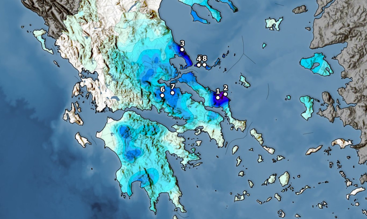 Στην Εύβοια , τη Ζαγορά και τη Σκιάθοπ τα μεγαλύτερα ύψη βροχής την πρωτομαγιά (χάρτης)