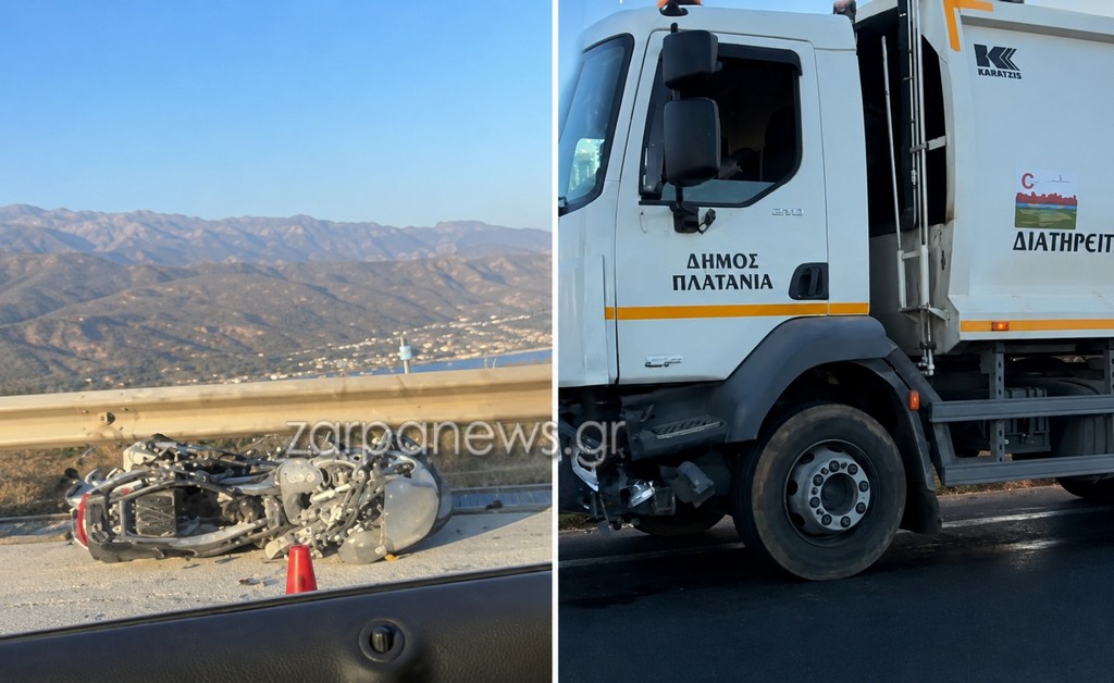 Σοκ στα Χανιά – Θανατηφόρο τροχαίο με απορριμματοφόρο και μηχανή στο Πιθάρι