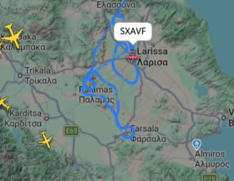 Πτήση αντιχαλαζικής προστασίας πάνω από τον κάμπο- ισχυροί άνεμοι στην Καρδίτσα(ΦΩΤΟ)