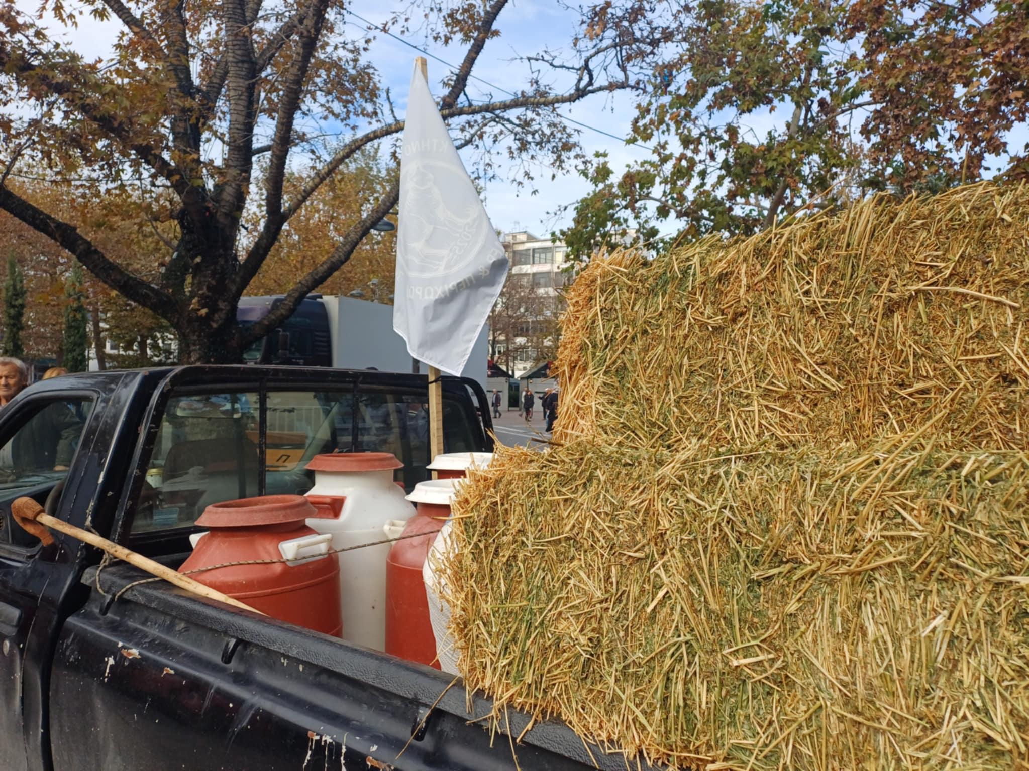 Οργισμένοι κτηνοτρόφοι στην κεντρική πλατεία έχυσαν γάλα και ζωοτροφές (ΦΩΤΟ+video)