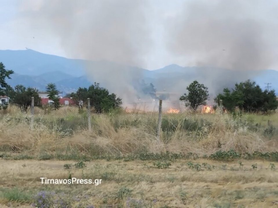 Φωτιά κοντά σε σπίτια στον Τύρναβο -Η Πυροσβεστική την έθεσε άμεσε υπό έλεγχο [βίντεο]