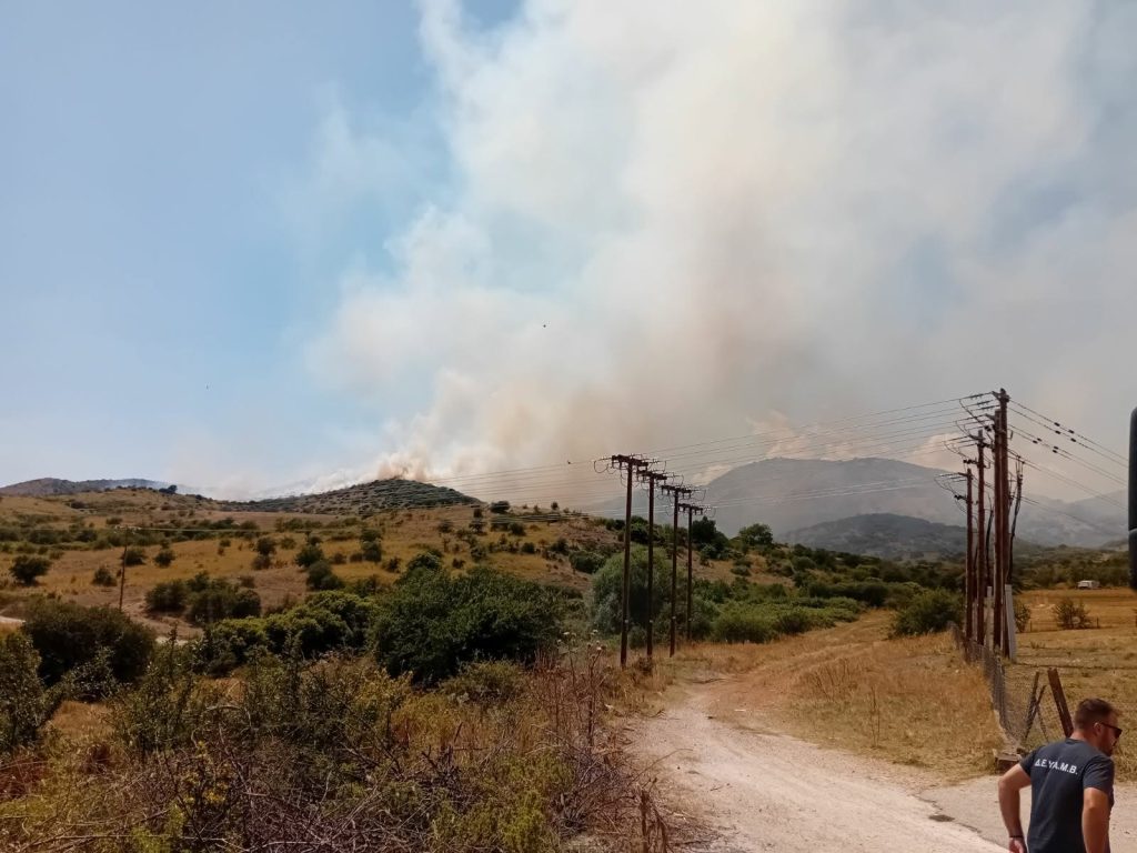 Φωτιά στον Αργυρόμυλο Λάρισας – Σηκώθηκαν επτά εναέρια μέσα -ενισχύθηκαν οι δυνάμεις