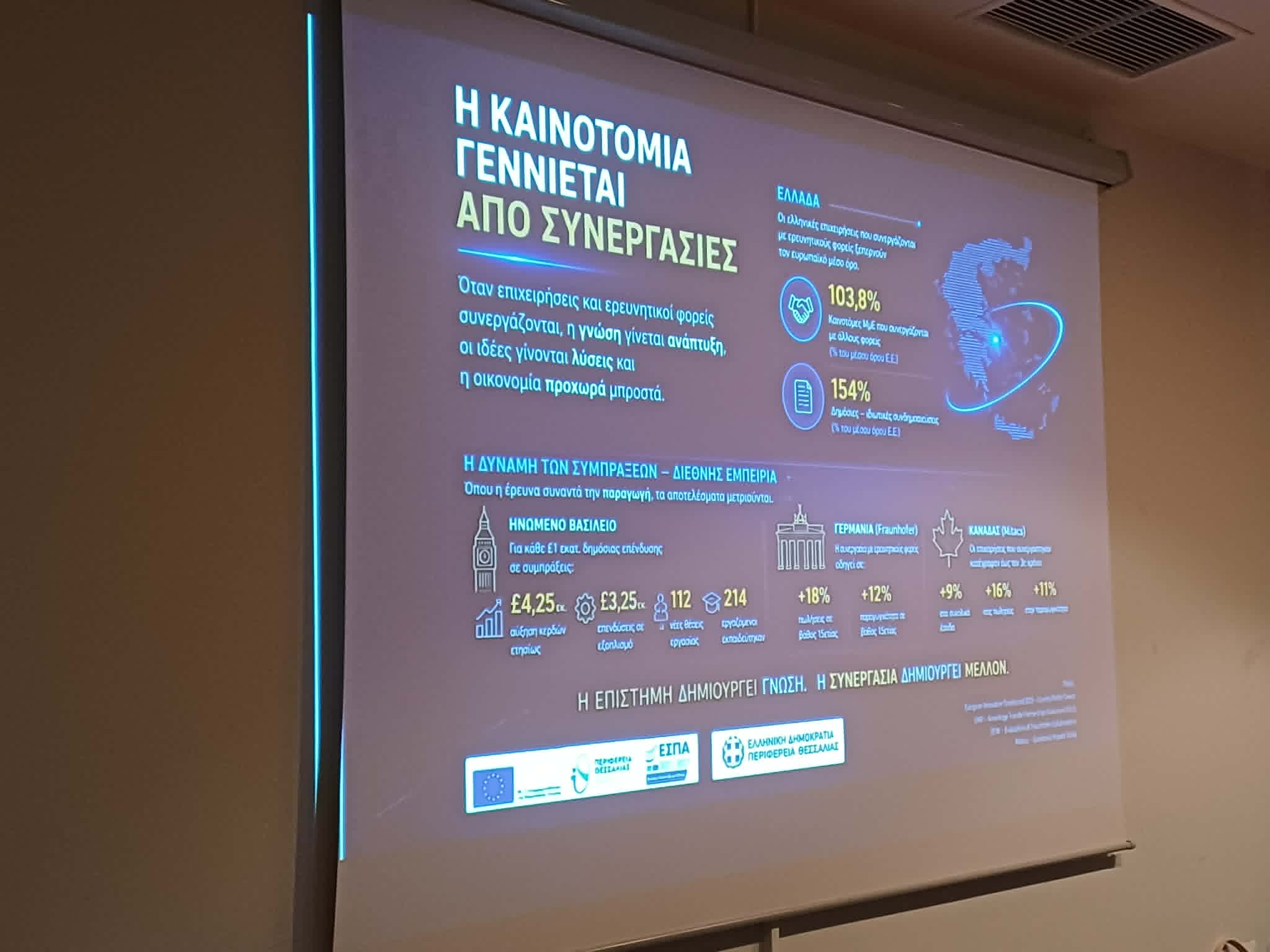 Εκδήλωση παρουσίασης συνεργατικών έργων Έρευνας και Καινοτομίας της Περιφέρειας Θεσσαλίας (ΦΩΤΟ+video)